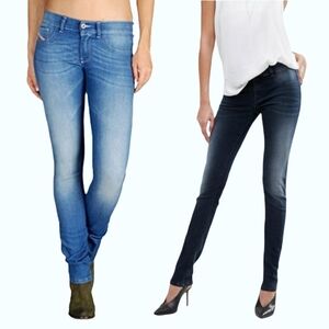 2 Pairs - Y2K Diesel Livier Super Slim Leggings Jeans - Dark & Light Wash